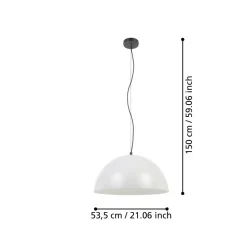 Eglo GAETANO 1 hanglamp staal zwart / staal grijs, wit H: 1500 mm | Ø 535 mm