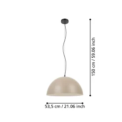 Eglo GAETANO 1 hanglamp staal zwart / staal zand, crème H: 1500 mm | Ø 535 mm