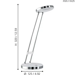 Eglo GEXO Tafellampen kunststof, staal wit, chroom H: 320 mm | Ø 125 mm