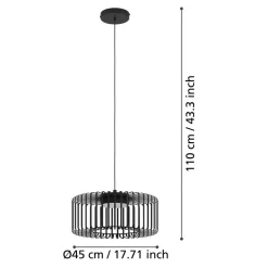 Eglo GINESTRONE-Z hanglamp staal zwart / Kunststof wit H: 1100 mm | Ø 450 mm