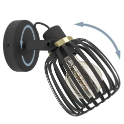 Eglo GIRONA spot staal zwart, geborsteld messing H: 150 mm