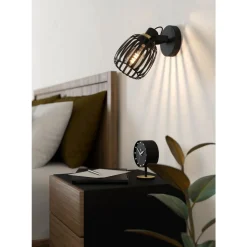 Eglo GIRONA spot staal zwart, geborsteld messing H: 150 mm