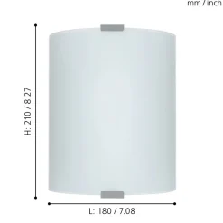 Eglo GRAFIK Wand-/plafondlamp staal zilver / glas satijn wit H: 210 mm