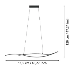 Eglo GRISOLIA hanglamp staal, kunststof zwart / Kunststof wit H: 1200 mm