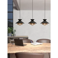 Eglo GRIZEDALE hanglamp staal zwart, geelkoper H: 1100 mm