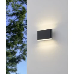 Eglo GRUTTI Wandlamp aluminium antraciet / Kunststof transparant H: 90 mm