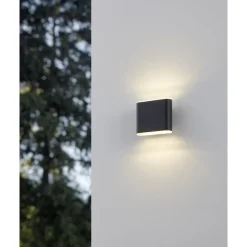 Eglo GRUTTI Wandlamp aluminium antraciet / Kunststof transparant H: 90 mm