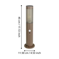 Eglo HELSINKI Sokkelarmaturen roestvast staal roestbruin / Kunststof zwart-transparant H: 450 mm | Ø 75 mm