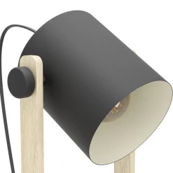 Eglo HORNWOOD Staande lampen staal zwart, crème / Hout bruin H: 1400 mm