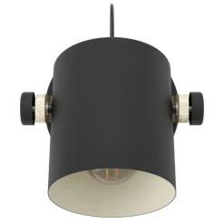 Eglo HORNWOOD Wandlamp staal zwart, crème / Hout bruin Ø 170 mm