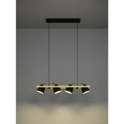 Eglo HORNWOOD-Z hanglamp staal, hout zwart, bruin H: 1100 mm