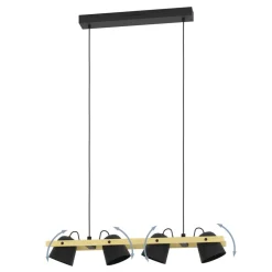 Eglo HORNWOOD-Z hanglamp staal, hout zwart, bruin H: 1100 mm