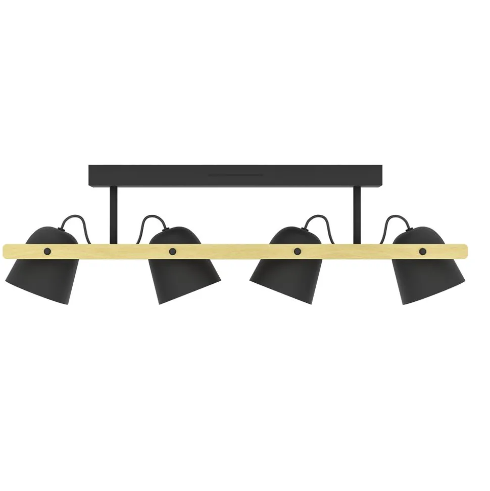 Eglo HORNWOOD-Z Plafondarmaturen staal, hout zwart, bruin H: 160 mm