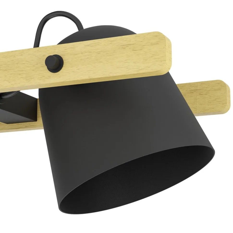 Eglo HORNWOOD-Z Plafondarmaturen staal, hout zwart, bruin H: 160 mm