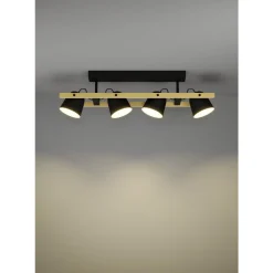 Eglo HORNWOOD-Z Plafondarmaturen staal, hout zwart, bruin H: 160 mm