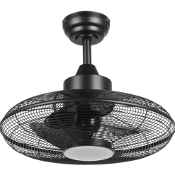 Eglo IGELDO Ventilator met licht ijzer zwart-mat / acryl melkkleurig H: 460 mm | Ø 530 mm