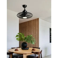 Eglo IGELDO Ventilator met licht ijzer zwart-mat / acryl melkkleurig H: 460 mm | Ø 530 mm