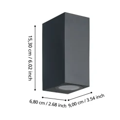 Eglo JABAGA Wandlamp Kunststof zwart / Kunststof transparant H: 155 mm