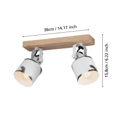 Eglo KILBURN spot Hout bruin / staal wit, bruin H: 170 mm