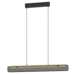 Eglo KOKOMO-Z hanglamp staal, hout zwart, bruin / aluminium, kunststof zwart, wit H: 1100 mm