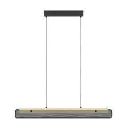 Eglo KOKOMO-Z hanglamp staal, hout zwart, bruin / aluminium, kunststof zwart, wit H: 1100 mm