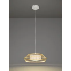 Eglo KOKOMO-Z hanglamp staal, hout zwart, bruin / aluminium, kunststof zwart, wit H: 1100 mm