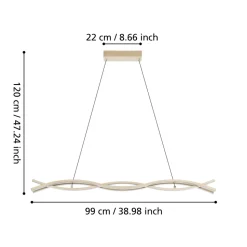 Eglo LASANA 4 hanglamp staal, aluminium lichtbruin / Kunststof wit H: 1200 mm