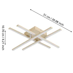 Eglo LASANA 4 Wand-/plafondlamp staal, aluminium lichtbruin / Kunststof wit H: 105 mm