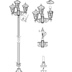 Eglo LATERNA 4 Staande lampen aluminium zwart / Glas helder H: 1920 mm | Ø 550 mm