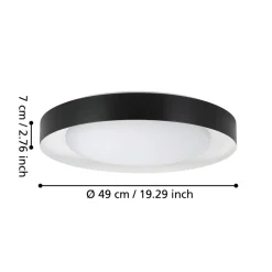 Eglo LAURITO Plafondarmaturen staal wit / Kunststof zwart, wit H: 70 mm | Ø 490 mm