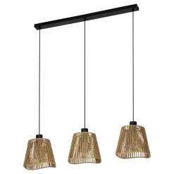 Eglo LAVISTER hanglamp staal zwart / papier natuur H: 1100 mm