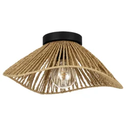 Eglo LAVISTER Plafondarmaturen staal zwart / papier natuur H: 175 mm | Ø 390 mm