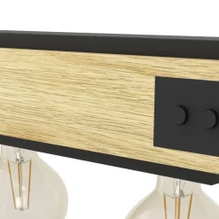 Eglo LAYHAM hanglamp hout, staal bruin, zwart H: 1100 mm