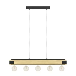 Eglo LAYHAM hanglamp hout, staal bruin, zwart H: 1100 mm