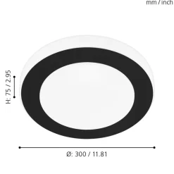 Eglo LED CARPI Wand-/plafondlamp staal zwart, wit / Kunststof wit H: 75 mm | Ø 300 mm