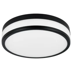Eglo LED PALERMO Wand-/plafondlamp staal zwart / glas satijn wit gelakt H: 75 mm | Ø 300 mm