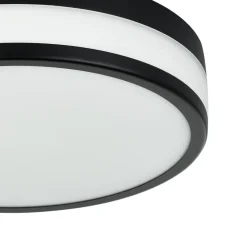Eglo LED PALERMO Wand-/plafondlamp staal zwart / glas satijn wit gelakt H: 75 mm | Ø 300 mm