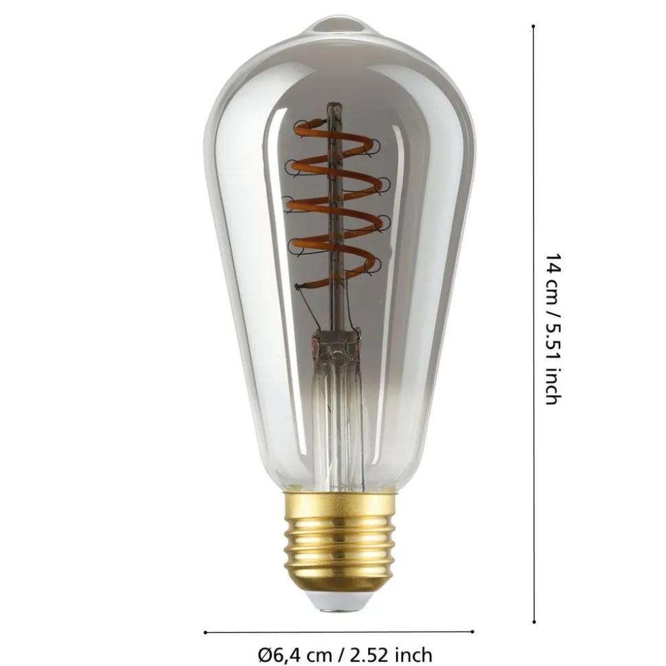 Eglo LEDE27 Lichtbron / glas gestoomd zwart-transparant Ø 64 mm
