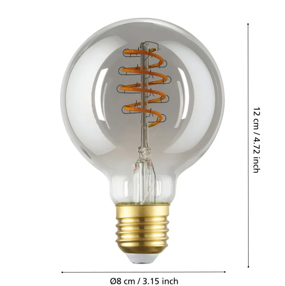Eglo LEDE27 Lichtbron / glas gestoomd zwart-transparant Ø 80 mm