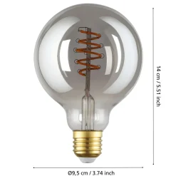 Eglo LEDE27 Lichtbron / glas gestoomd zwart-transparant Ø 95 mm