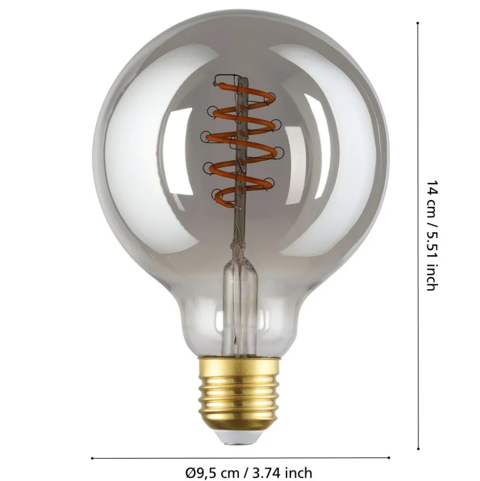 Eglo LEDE27 Lichtbron / glas gestoomd zwart-transparant Ø 95 mm