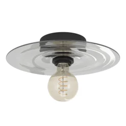 Eglo LINTMILL Wand-/plafondlamp staal zwart / Glas grijs H: 75 mm | Ø 300 mm