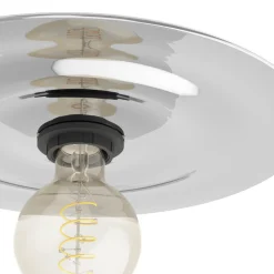 Eglo LINTMILL Wand-/plafondlamp staal zwart / Glas grijs H: 75 mm | Ø 300 mm