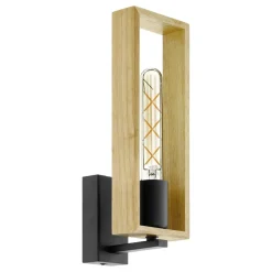 Eglo LITTLETON Wandlamp staal zwart / Hout bruin H: 330 mm