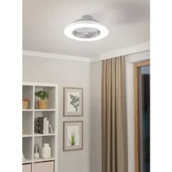 Eglo LOVISCA Ventilator met licht ABS wit, zilver / acryl melkkleurig H: 200 mm | Ø 550 mm