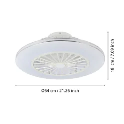 Eglo LOVISCA Ventilator met licht ABS wit, zilver / acryl melkkleurig H: 200 mm | Ø 550 mm