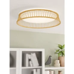 Eglo LUPPINERIA Plafondarmaturen hout, staal bruin, wit / Kunststof wit H: 95 mm | Ø 450 mm