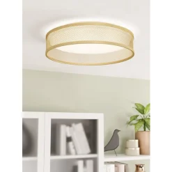 Eglo LUPPINERIA Plafondarmaturen staal geelkoper-mat / Kunststof wit H: 95 mm | Ø 385 mm