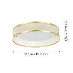 Eglo LUPPINERIA Plafondarmaturen staal geelkoper-mat / Kunststof wit H: 95 mm | Ø 385 mm