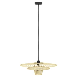 Eglo LYDNEY hanglamp staal zwart / Hout bruin H: 1100 mm | Ø 570 mm